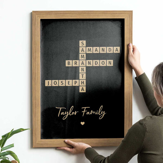 Family Crossword Art - Created In A Moment, Treasured Forever Personalized Poster