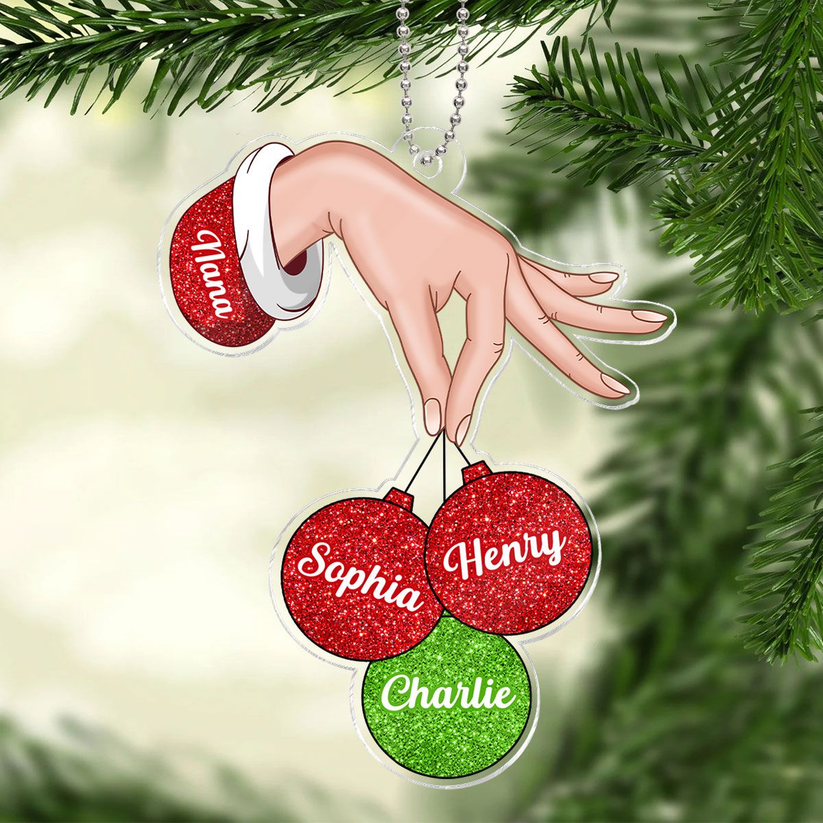 Grandma Hand Holding Christmas Ornament Personalized Acylic Ornament