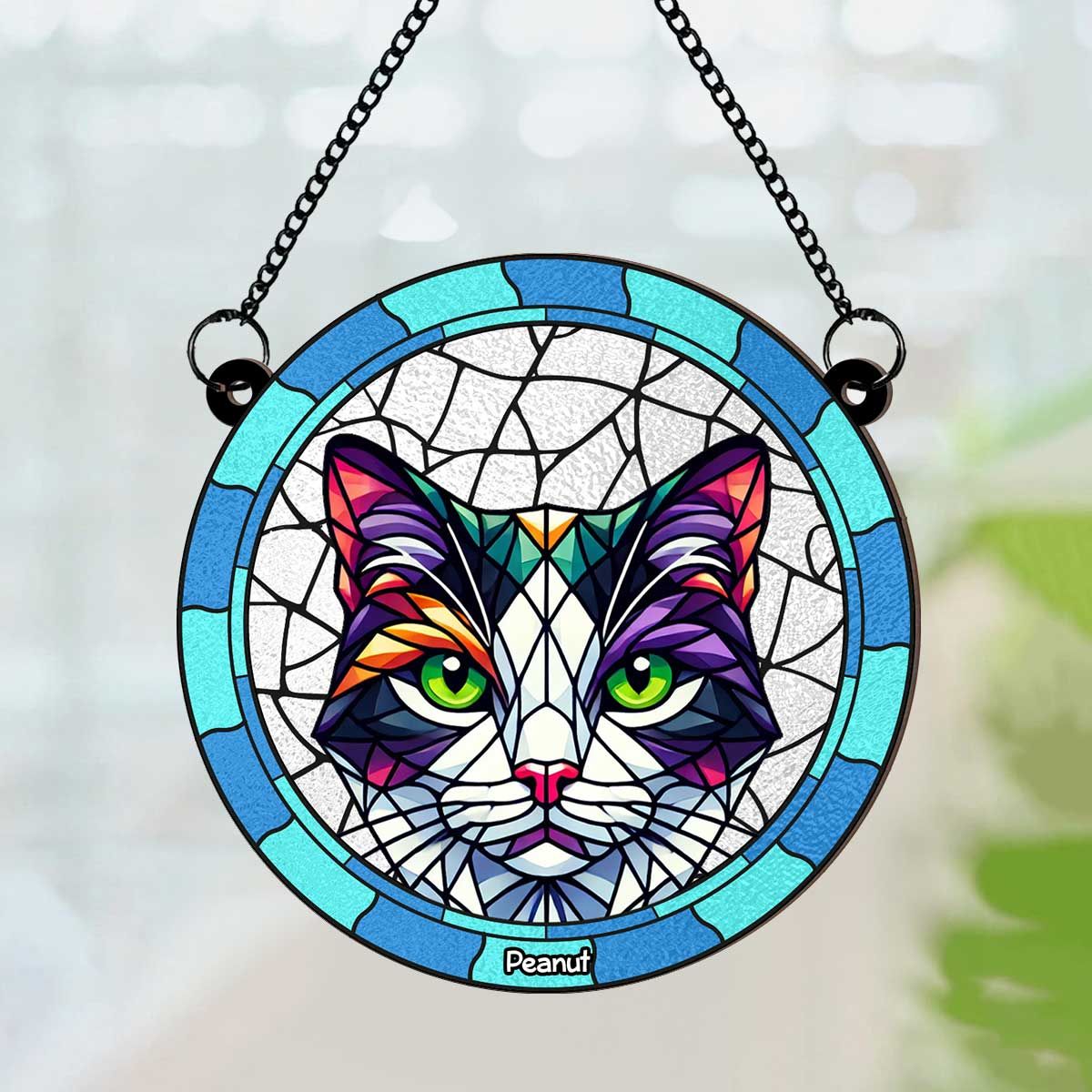 Custom Cat Memorial Personalized Window Hanging Suncatcher Ornament, Sympathy Gift For Pet Owners, Pet Lovers