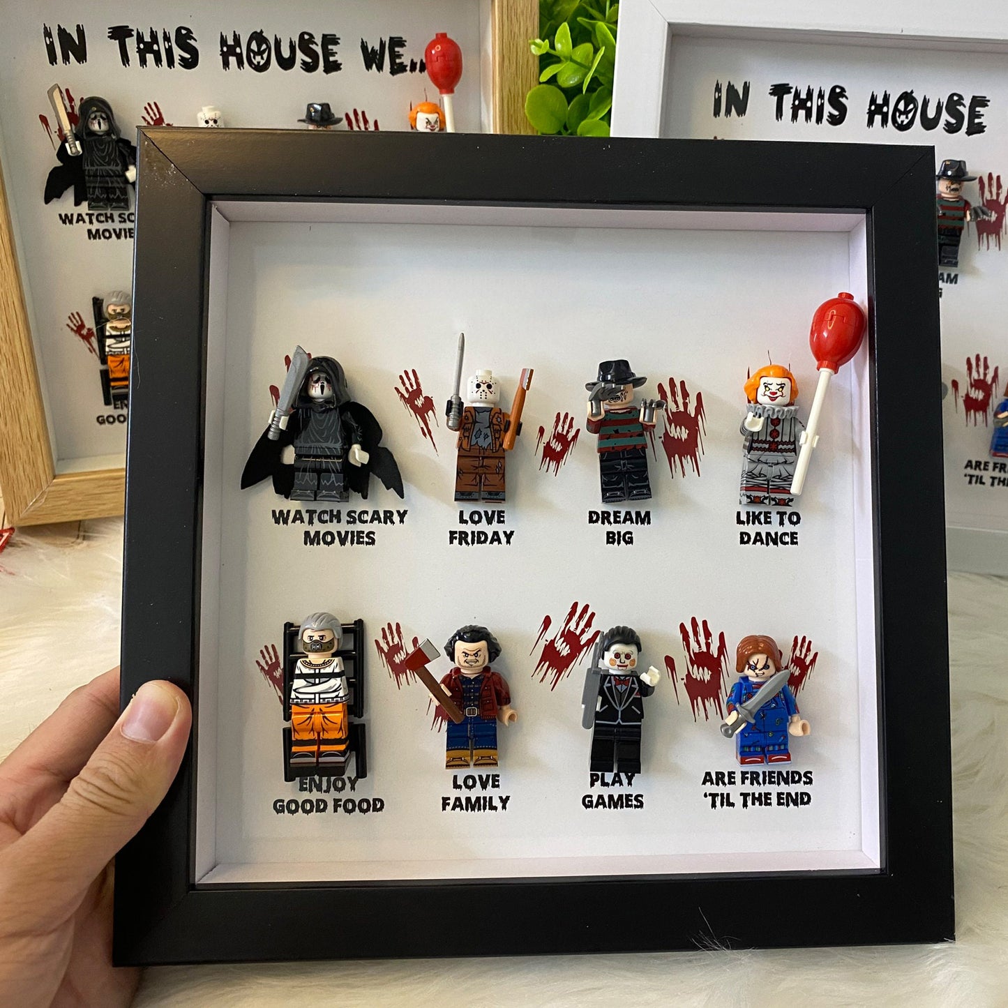 In This House We…  Horror Minifigure Frame, Halloween horror character frame