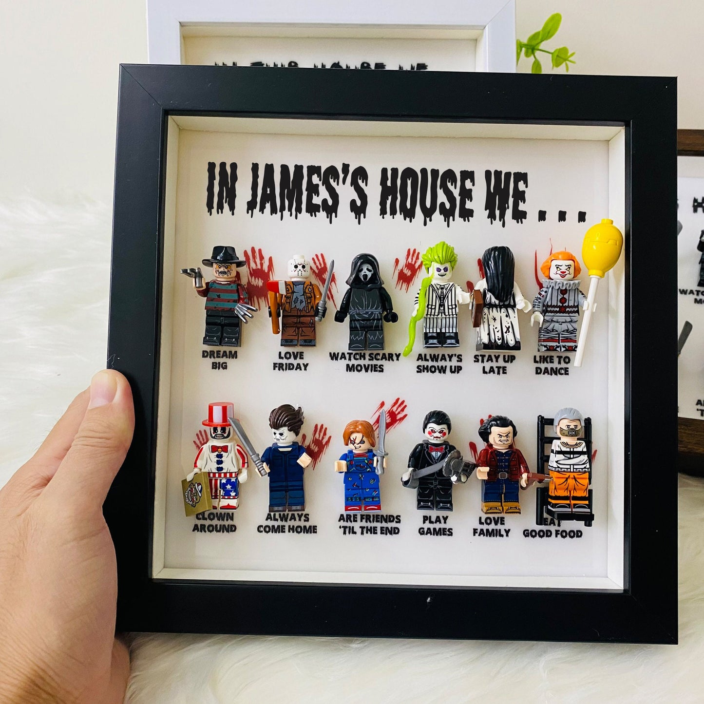 In This House We…  Horror Minifigure Frame, Halloween horror character frame