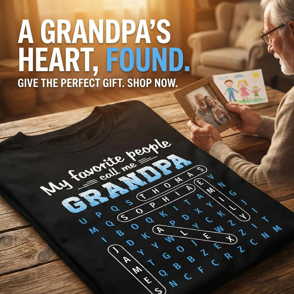 My Favorite People Call Me Grandpa Dad Word Search Puzzle - Personalized Shirt - Gift For Grandpa, Dad