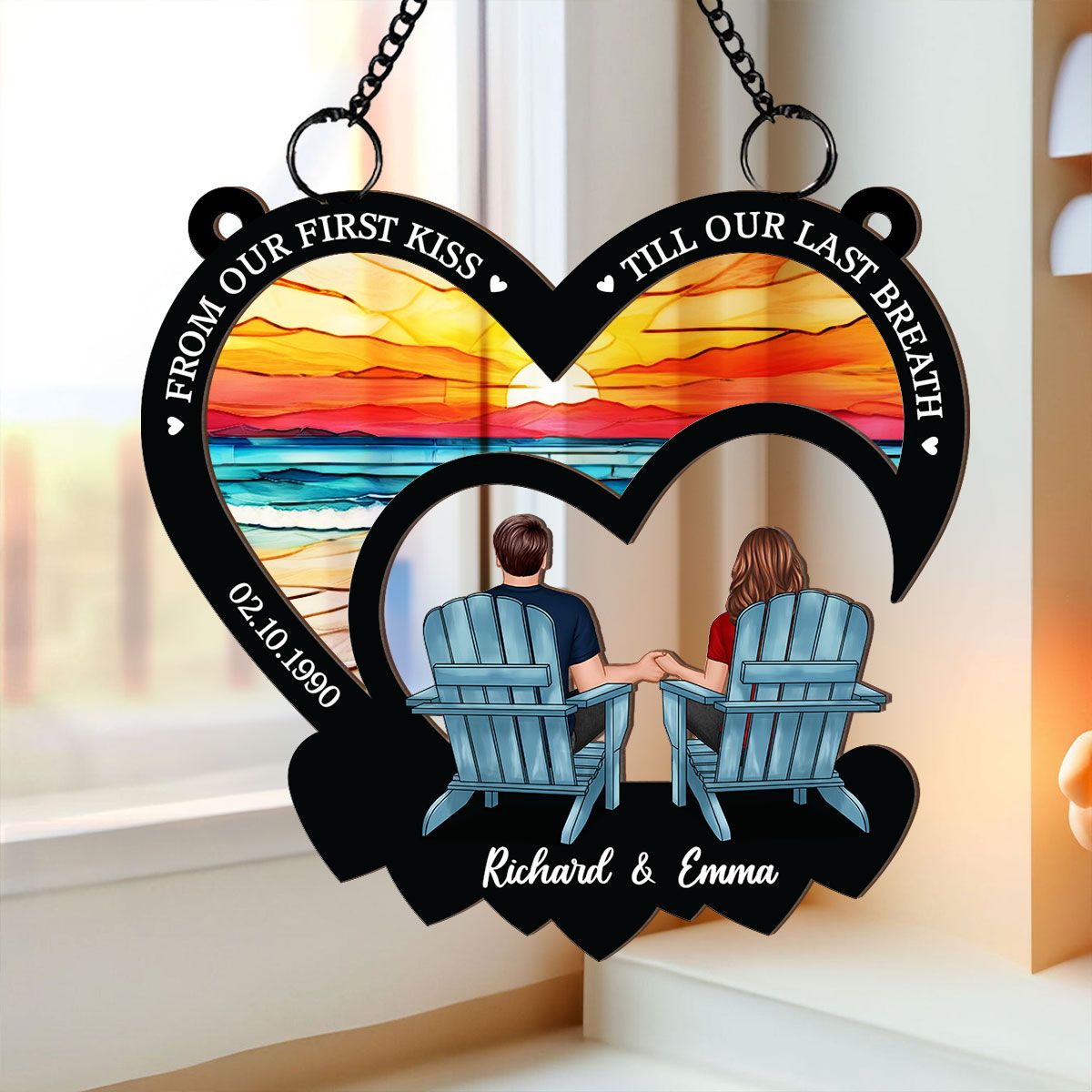 From Our First Kiss Till Our Last Breath, Couple Personalized Window Hanging Ornament