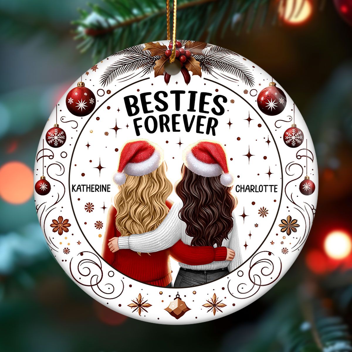 Personalized Besties Forever Ornament – Cheerful Holiday Warmth and Joy