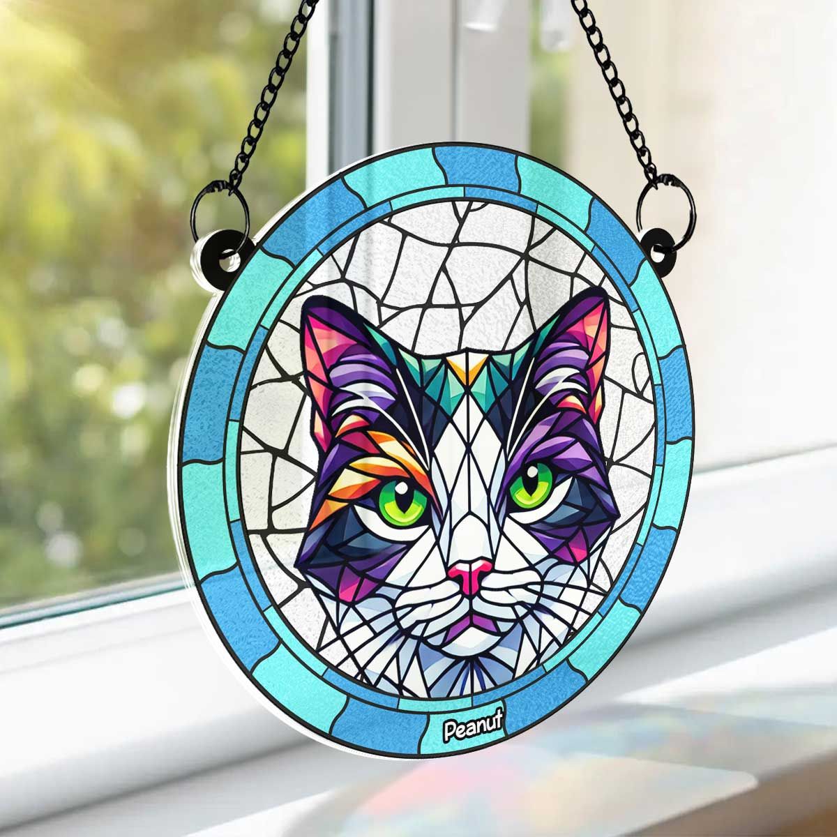 Custom Cat Memorial Personalized Window Hanging Suncatcher Ornament, Sympathy Gift For Pet Owners, Pet Lovers