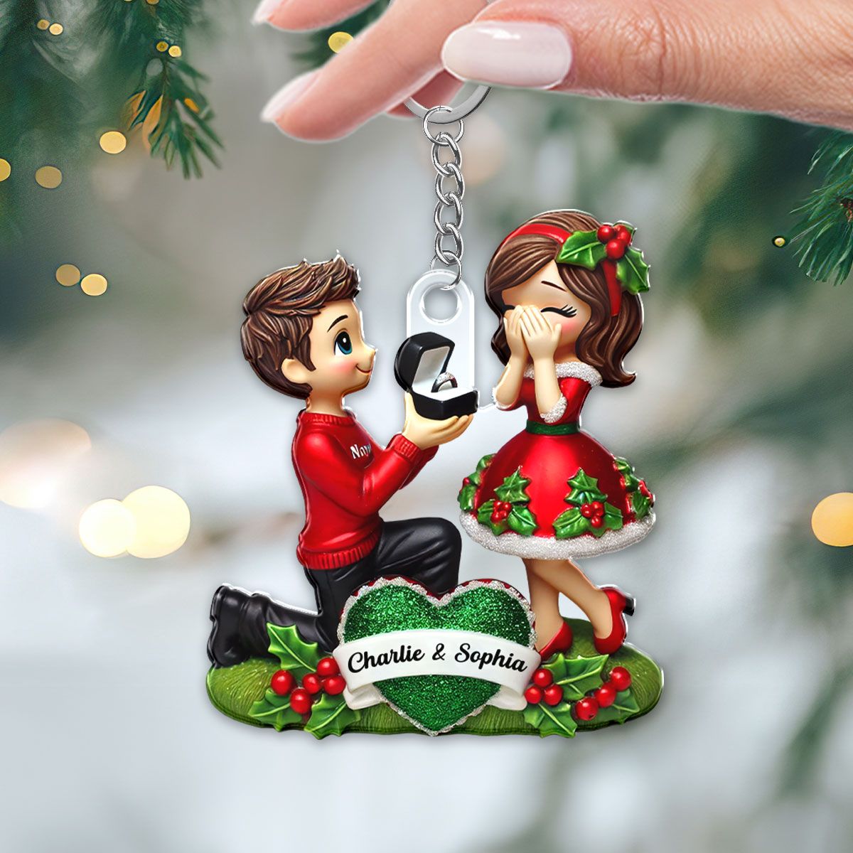 Marriage Proposal Keychain, Personalized Newly Engaged Couple Gift, She Said Yes!