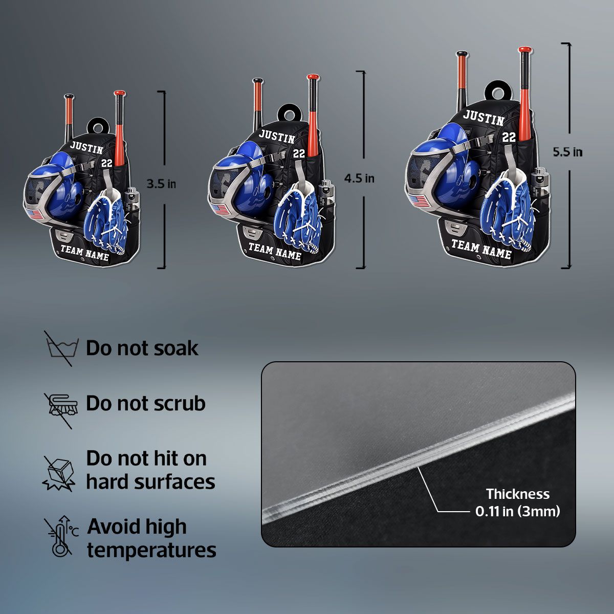 Personalized Baseball Softball Bag Personalized Acrylic Christmas Ornament, Baseball Player Name and Number, Custom Baseball Team Gifts