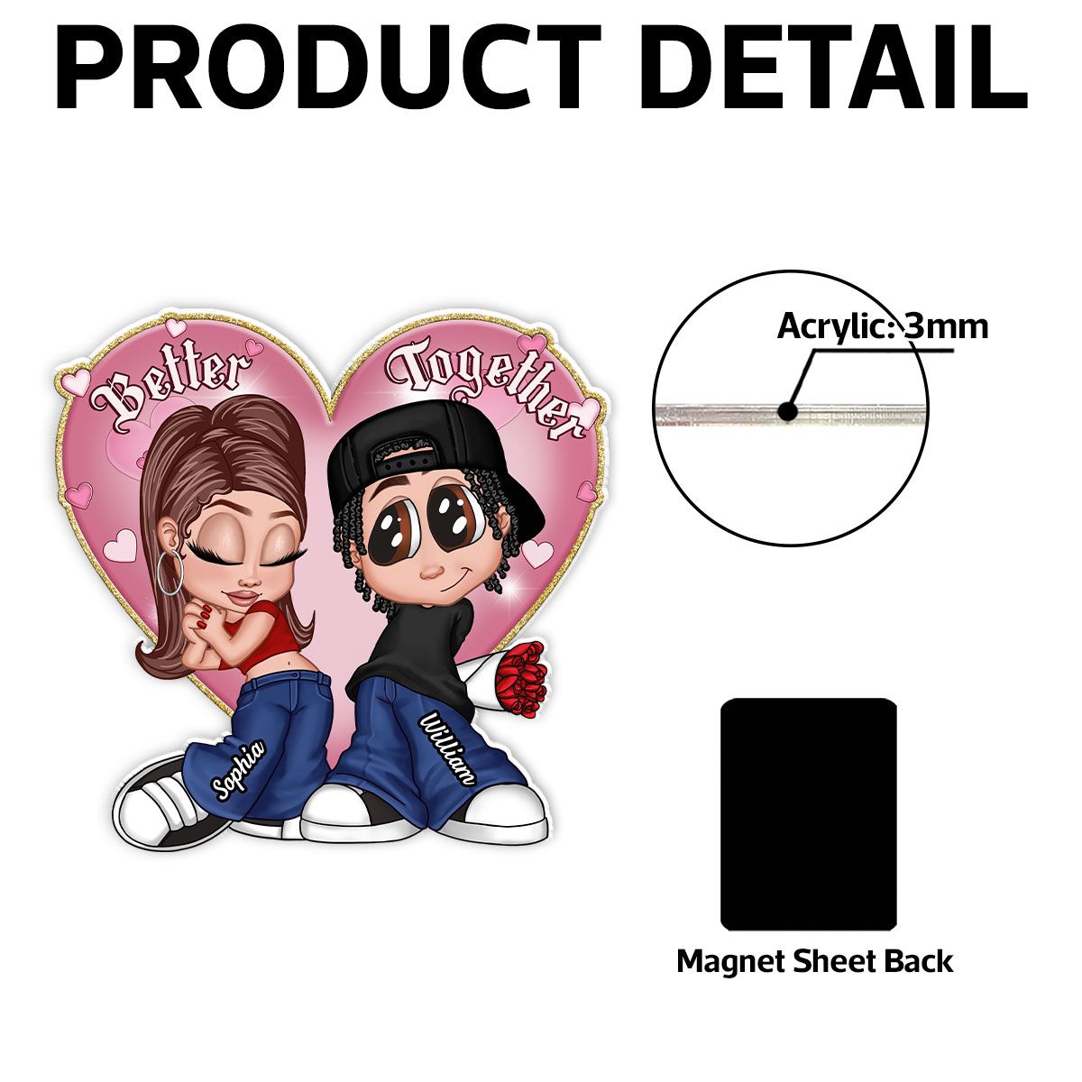 Be Mine Y2K Chicano Style Couple Valentine's Day Gift For Her For Him Personalized Acrylic Fridge Magnet