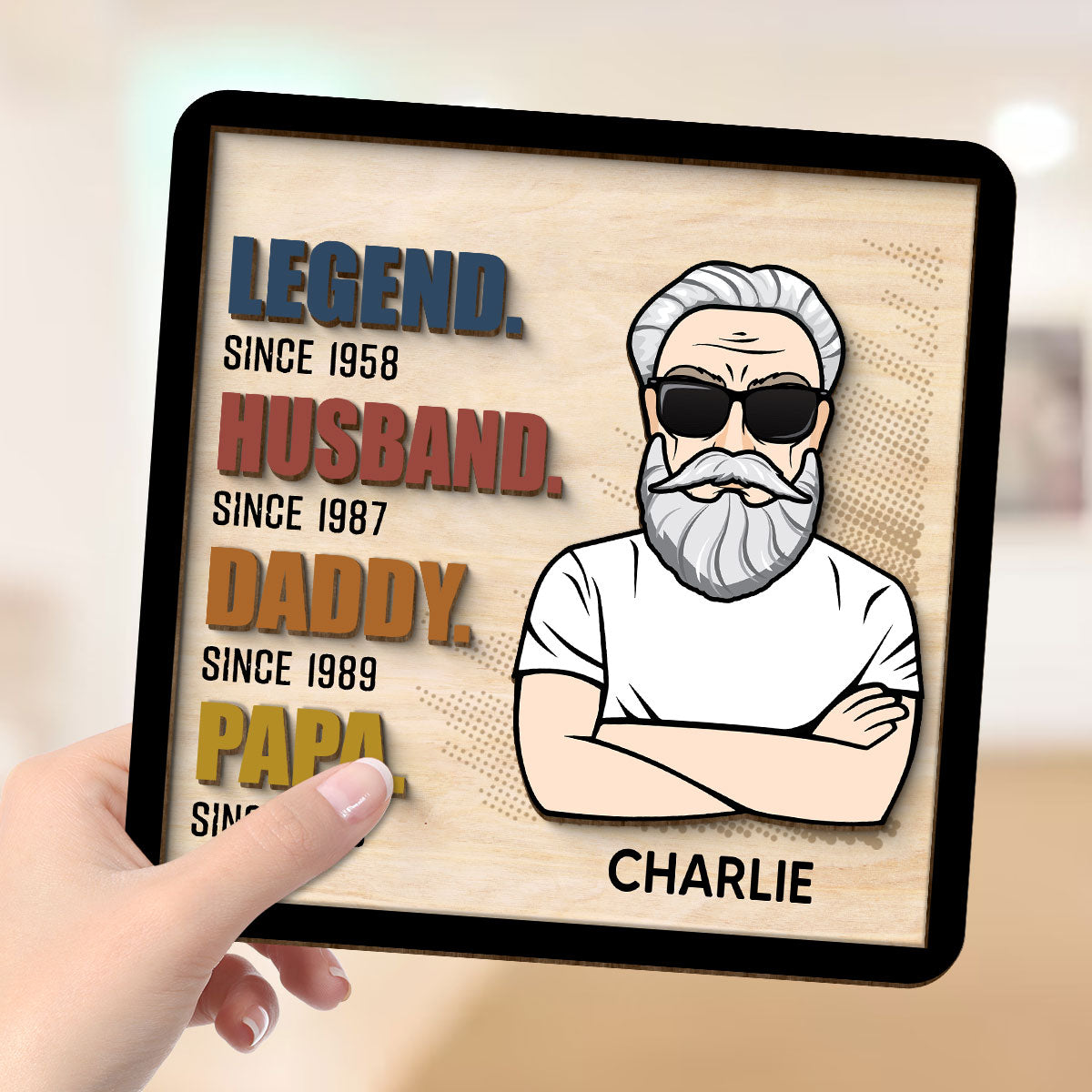 Legend Grandpa Personalized 2-Layer Wooden Plaque