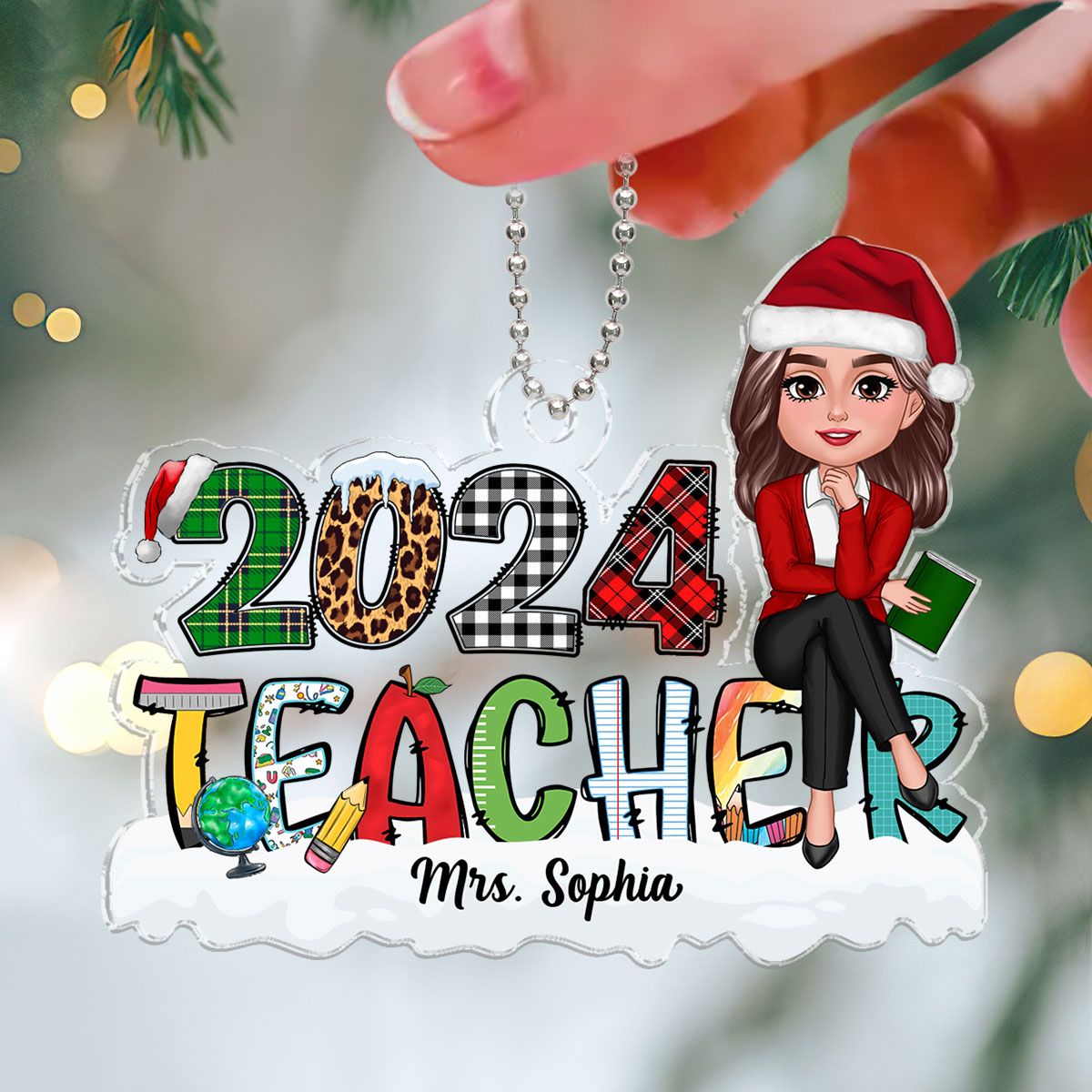 Teacher 2024 Christmas Personalized Acrylic Ornament