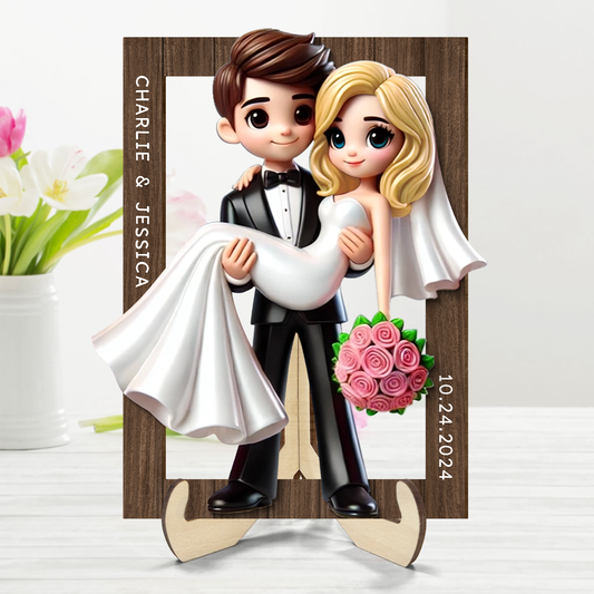 Personalized Mr Mrs Married Couple Personalized 2-Layered Wooden Plaque, Gift for him, Gift for her