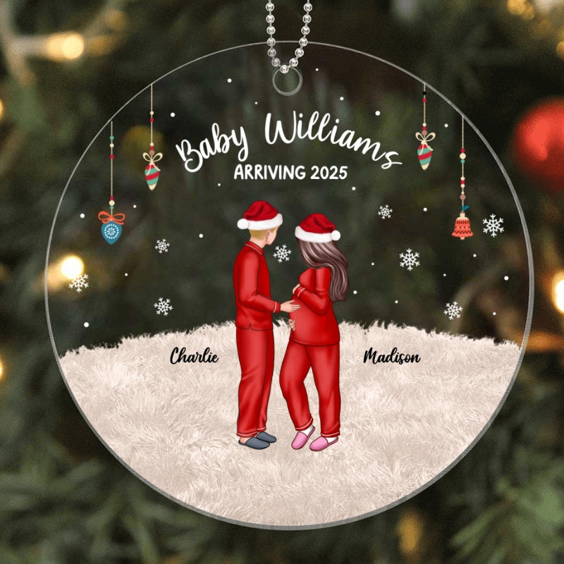 Personalized Pregnancy Ornament, Expecting Family Christmas Personalized Acrylic Ornament, New Mom Christmas Gift