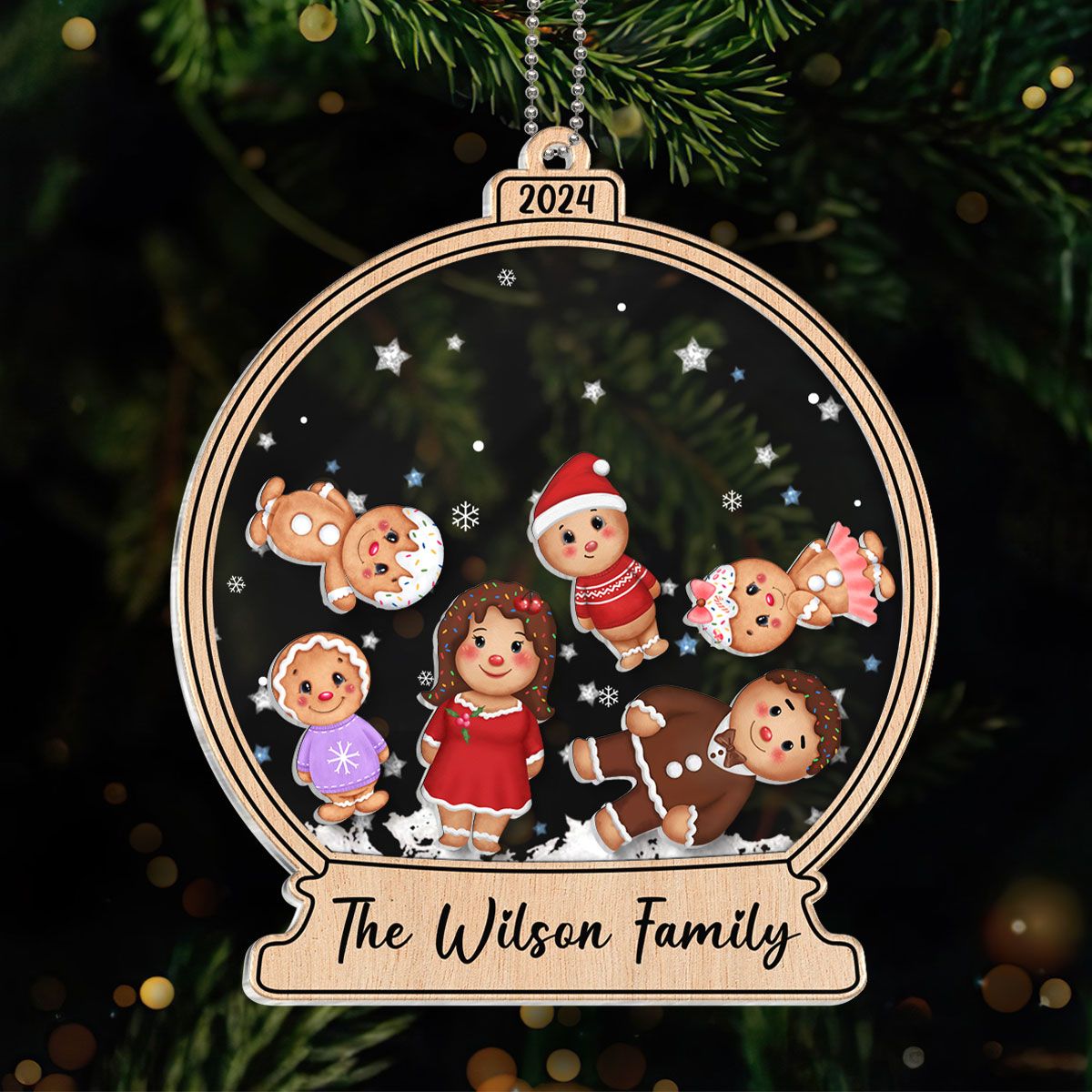 Gingerbread Cookies Family Personalized Shaker Ornament, Christmas Gift