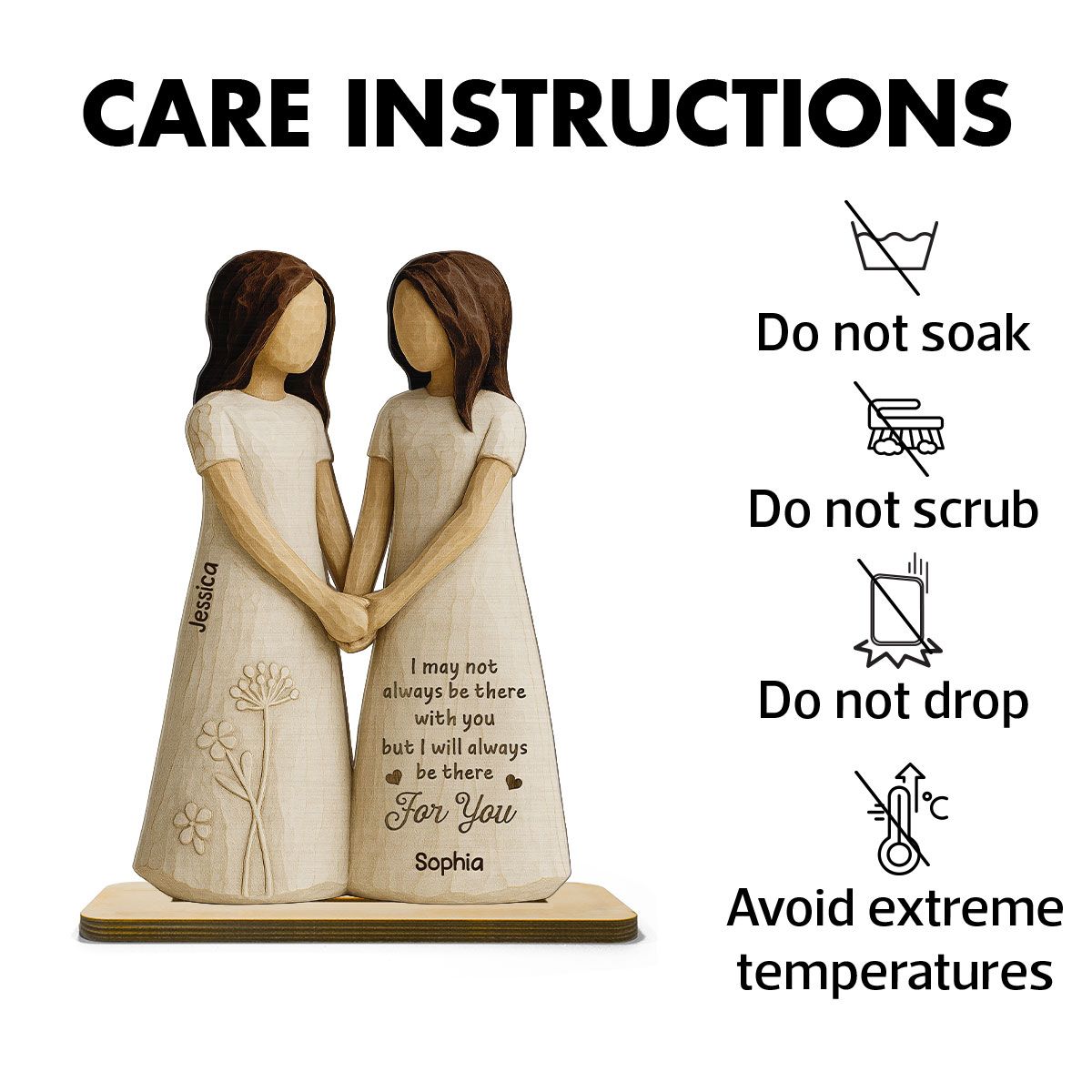 I'll Always Be There For You 3D Effect Personalized Standing Wooden Plaque, Birthday Gift Friendship Gift for Besties, Best Friends