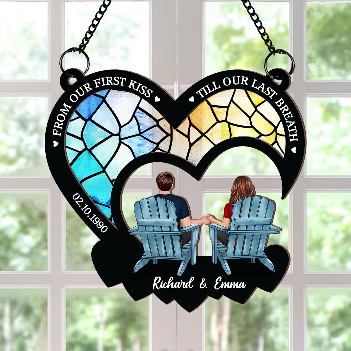 From Our First Kiss Till Our Last Breath, Couple Personalized Window Hanging Ornament