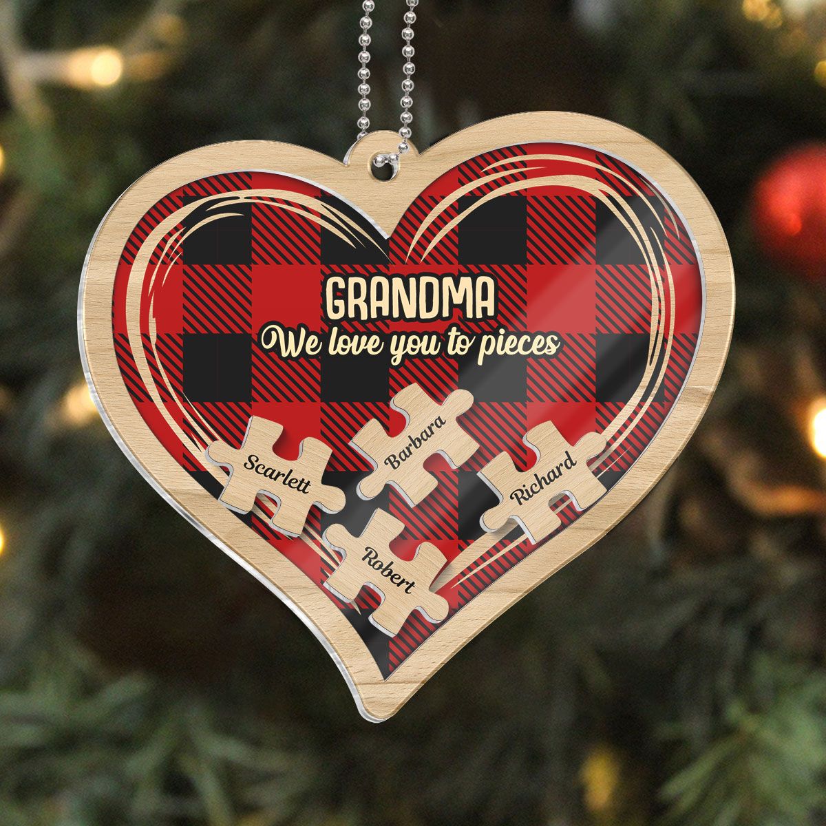 Grandma Grandpa We Love You To Pieces Personalized Acrylic Ornament, Christmas Gift For Grandparents