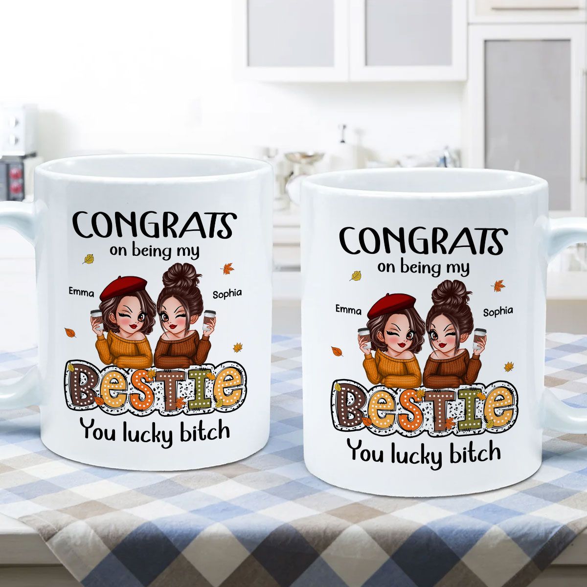 Congrats On Being My Besties Fall Season Gift, Personalized Mug