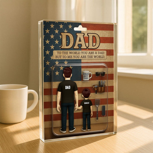 Dad And Kids Back View Custom Figure Personalized Acrylic Block Plaque, Father's Day Gift for Dad, Gift for Husband