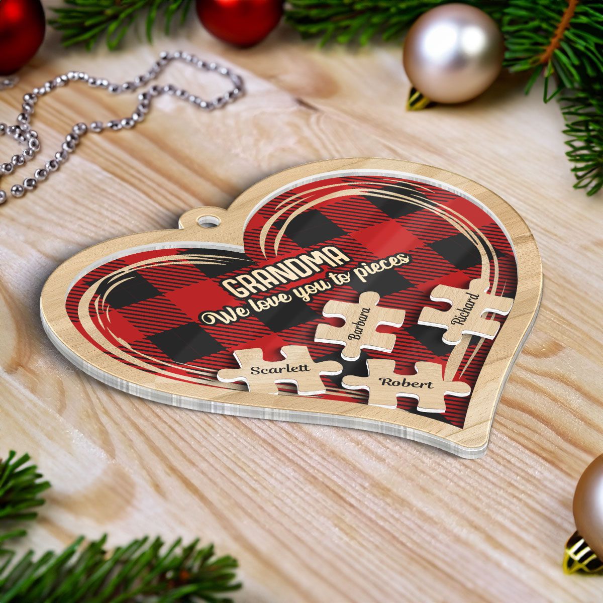 Grandma Grandpa We Love You To Pieces Personalized Acrylic Ornament, Christmas Gift For Grandparents