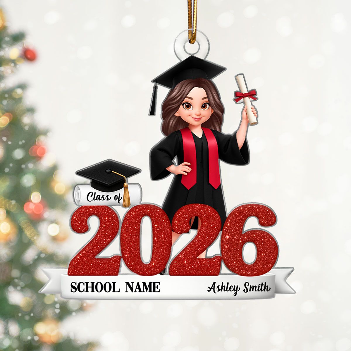 Class Of 2025 2026 3D Effect Senior - Personalized Acrylic Ornament - Christmas Gift For Senior