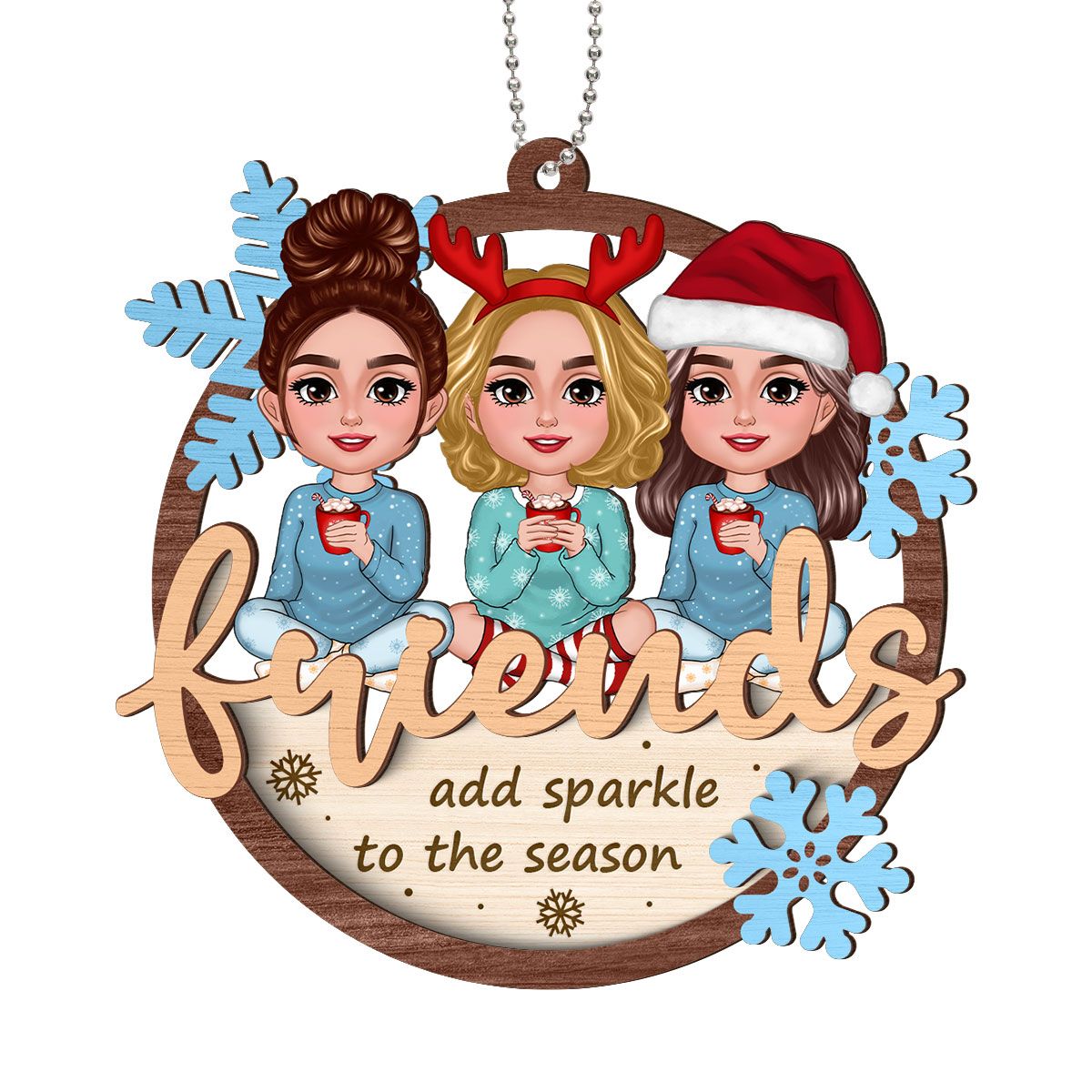 Best Friends Are Snowflake Personalized 2-Layer Ornament