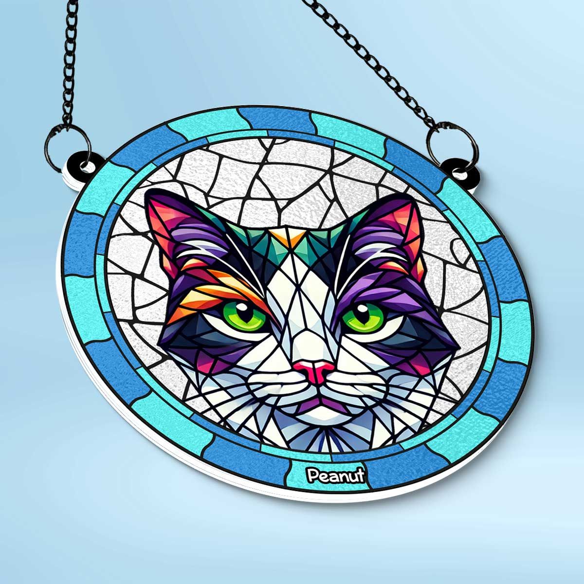 Custom Cat Memorial Personalized Window Hanging Suncatcher Ornament, Sympathy Gift For Pet Owners, Pet Lovers