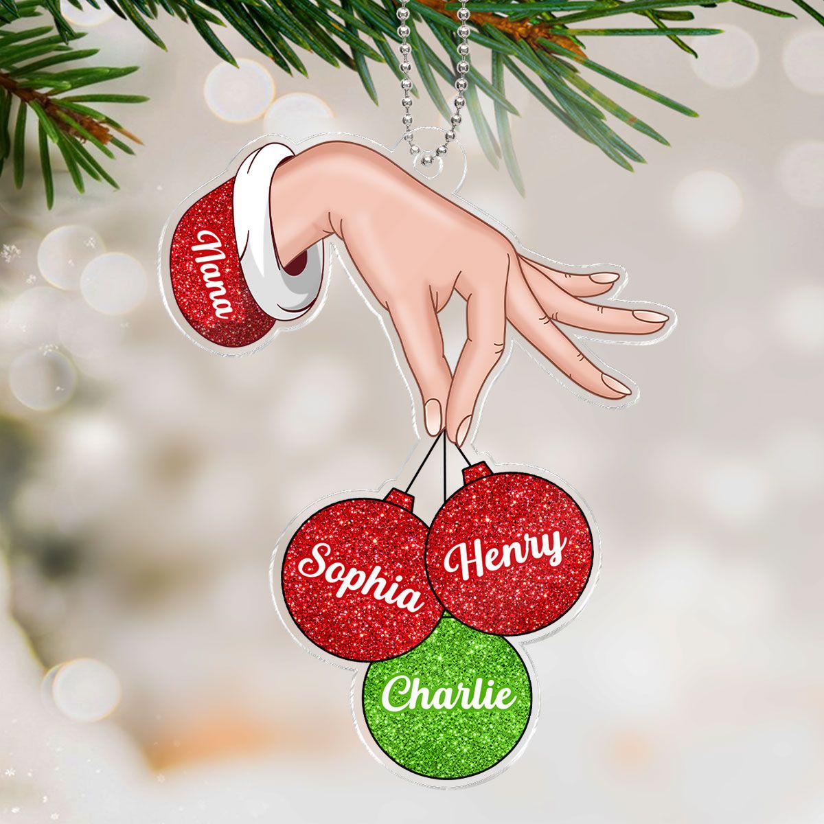 Grandma Hand Holding Christmas Ornament Personalized Acylic Ornament