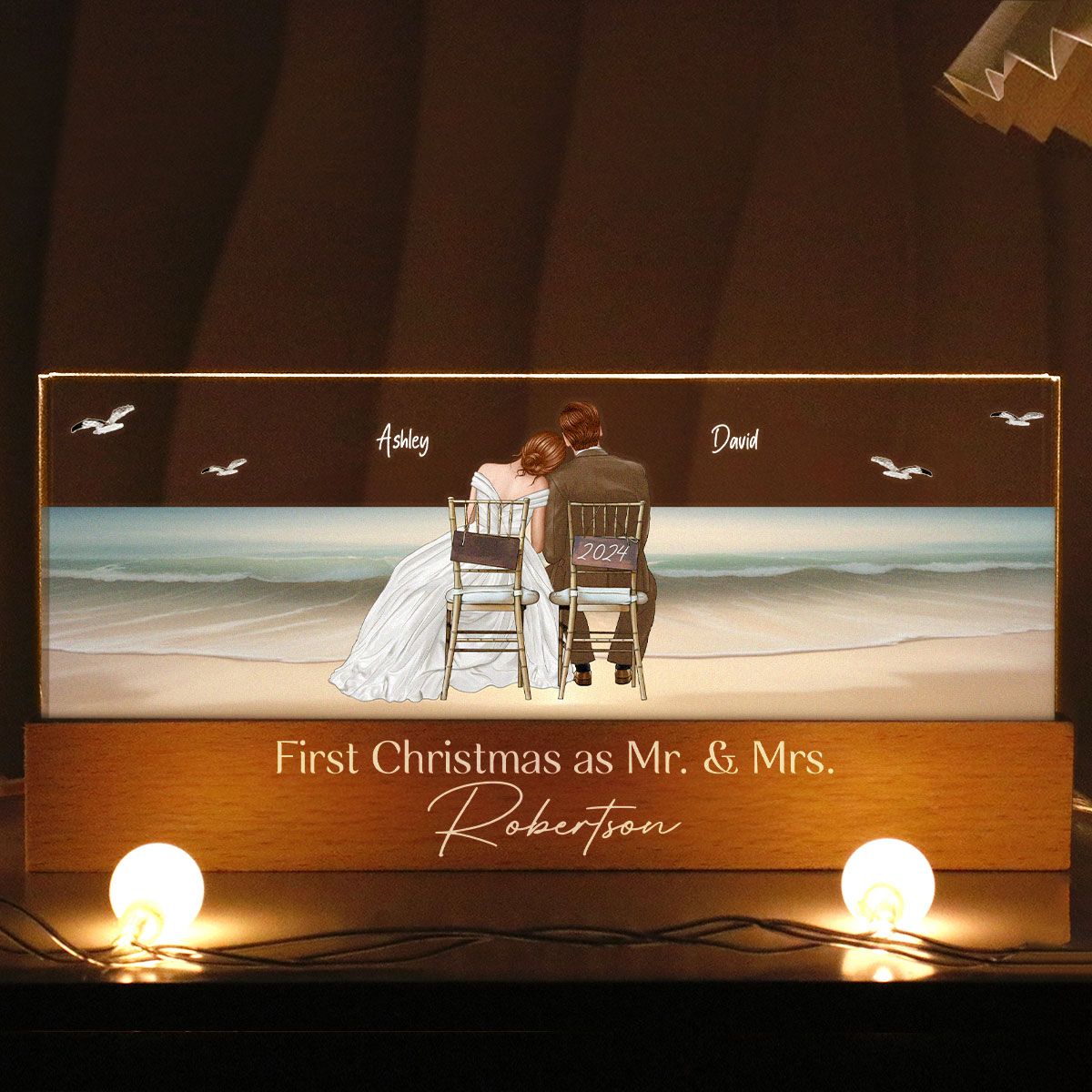 First Christmas Couple Wedding Keepsake, Christmas Gift for Newlyweds, Custom Bride And Groom