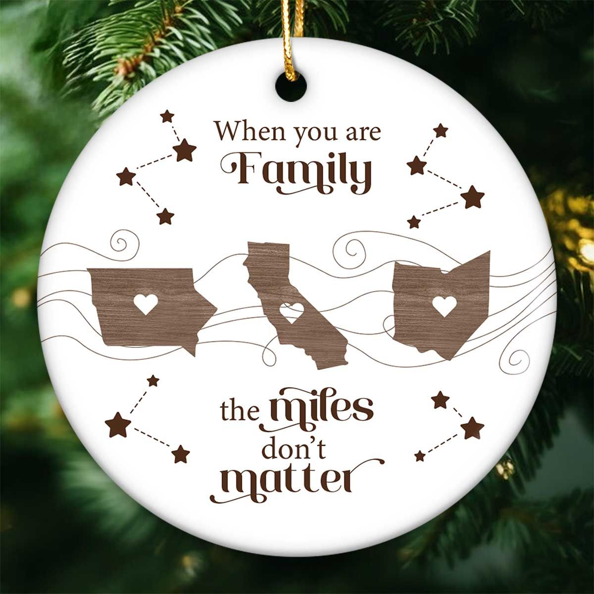 Long Distance Family Friends Siblings Sisters Besties Personalized Ceramic Ornament, Togetherness Christmas Gift