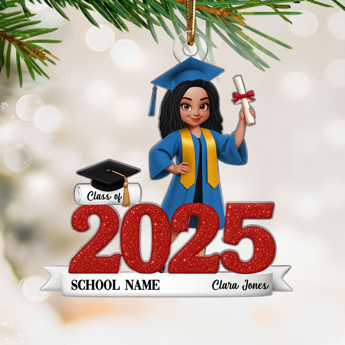 Class Of 2025 2026 3D Effect Senior - Personalized Acrylic Ornament - Christmas Gift For Senior