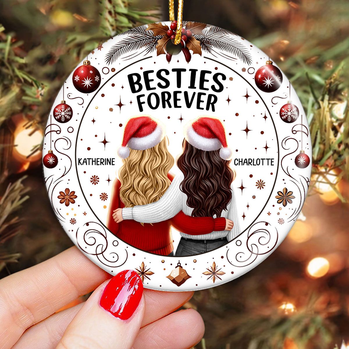 Personalized Besties Forever Ornament – Cheerful Holiday Warmth and Joy