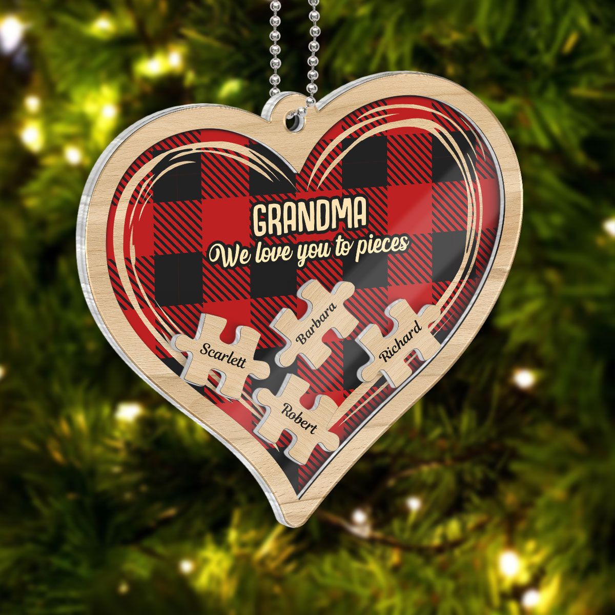 Grandma Grandpa We Love You To Pieces Personalized Acrylic Ornament, Christmas Gift For Grandparents