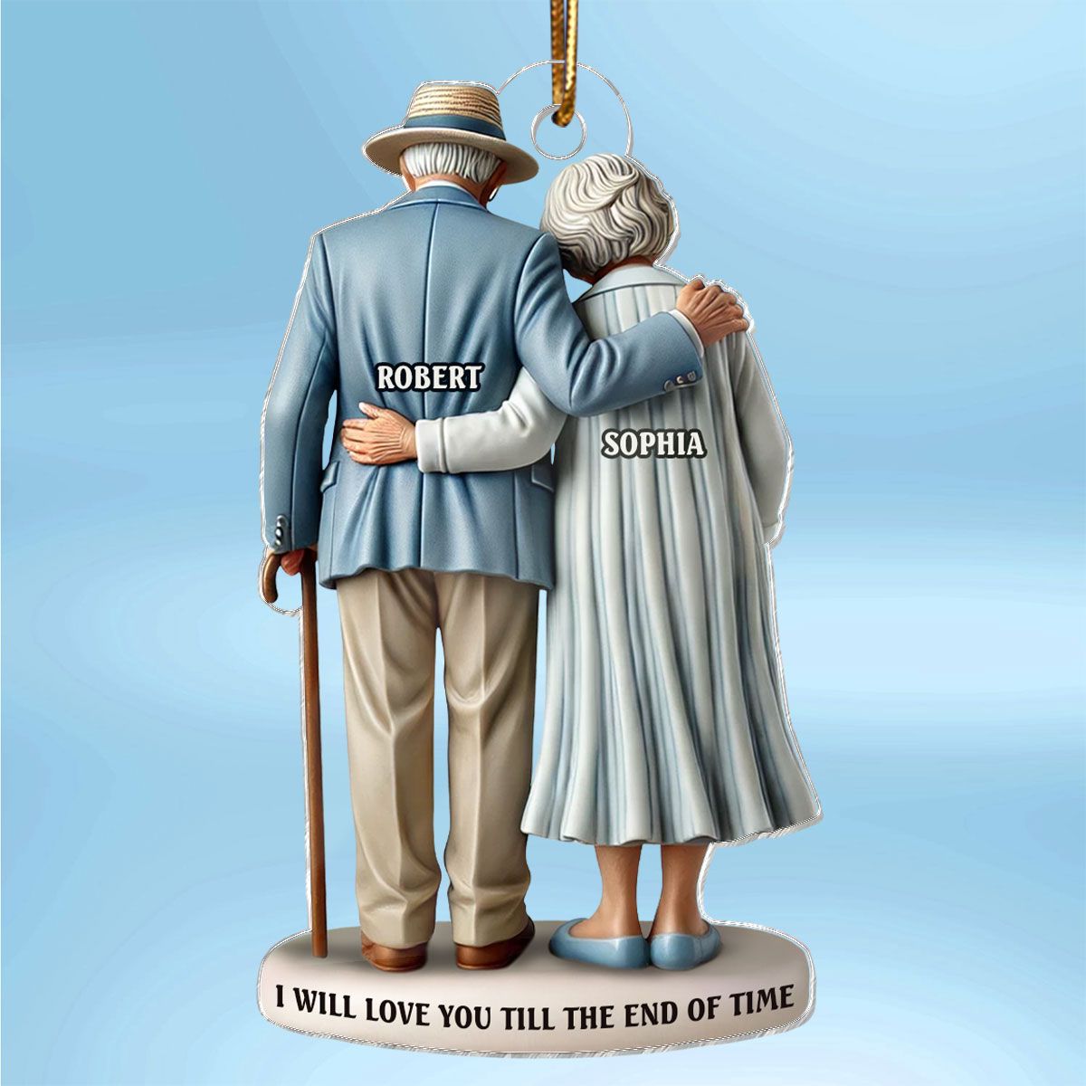 Old Couple Stand Together Personalized Acrylic Ornament, Heartfelt Keepsake, Gift For Couple, For Him, For Her, Husband, Wife