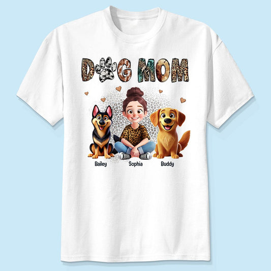 Animal Patterns Dog Mom Animation Cartoon Personalized Shirt, Gift For Dog Lovers