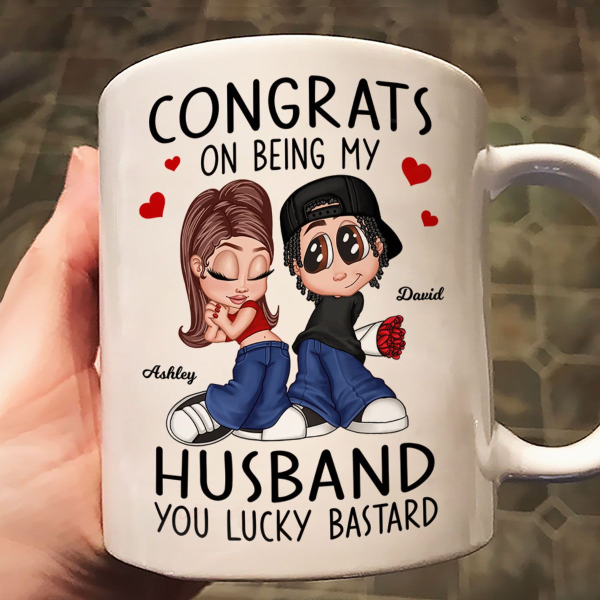 Congrats On Being My Husband You Lucky Bastard, Funny Personalized Mug, Gift For Him