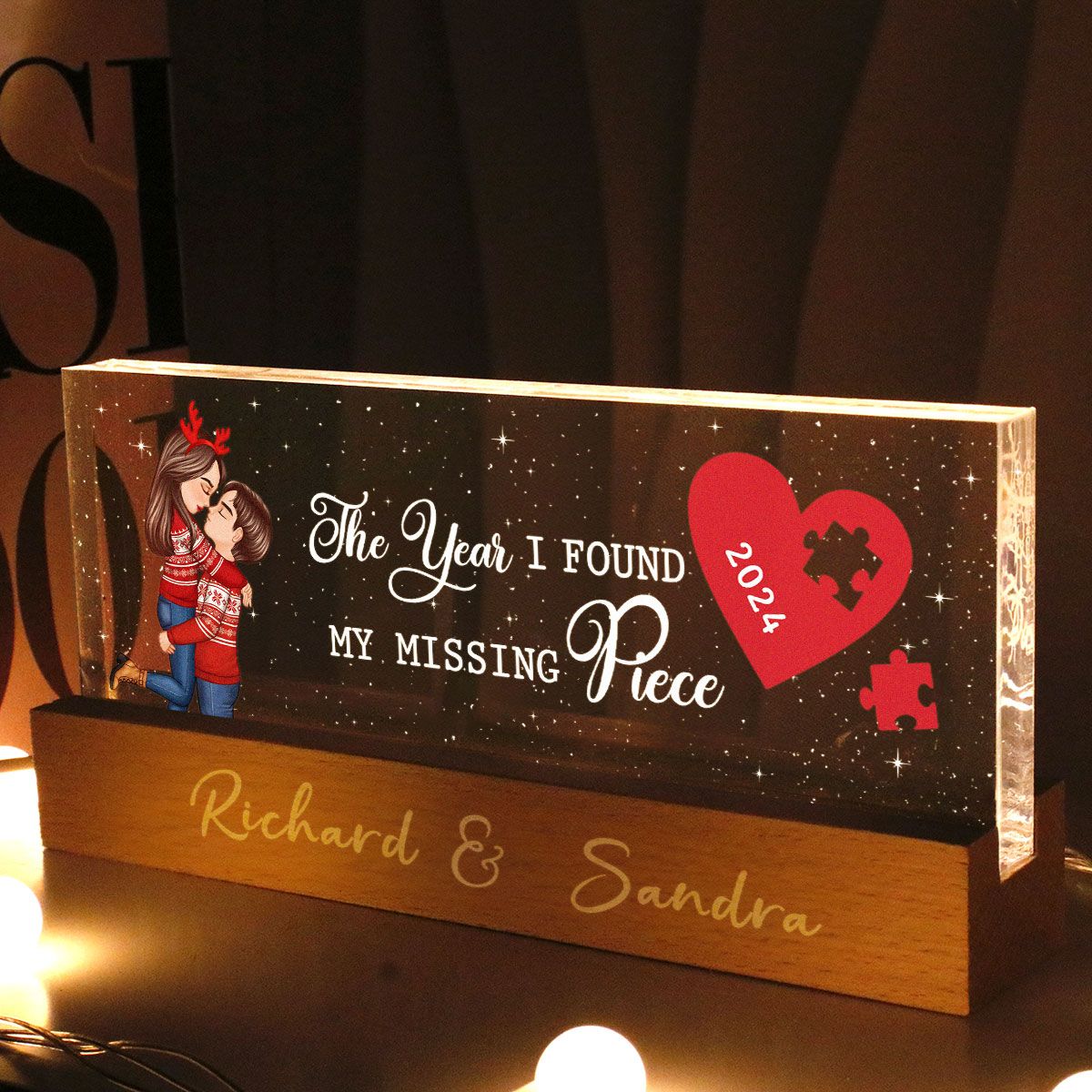 The Year I Found My Missing Piece Personalized Acrylic block LED Night Light