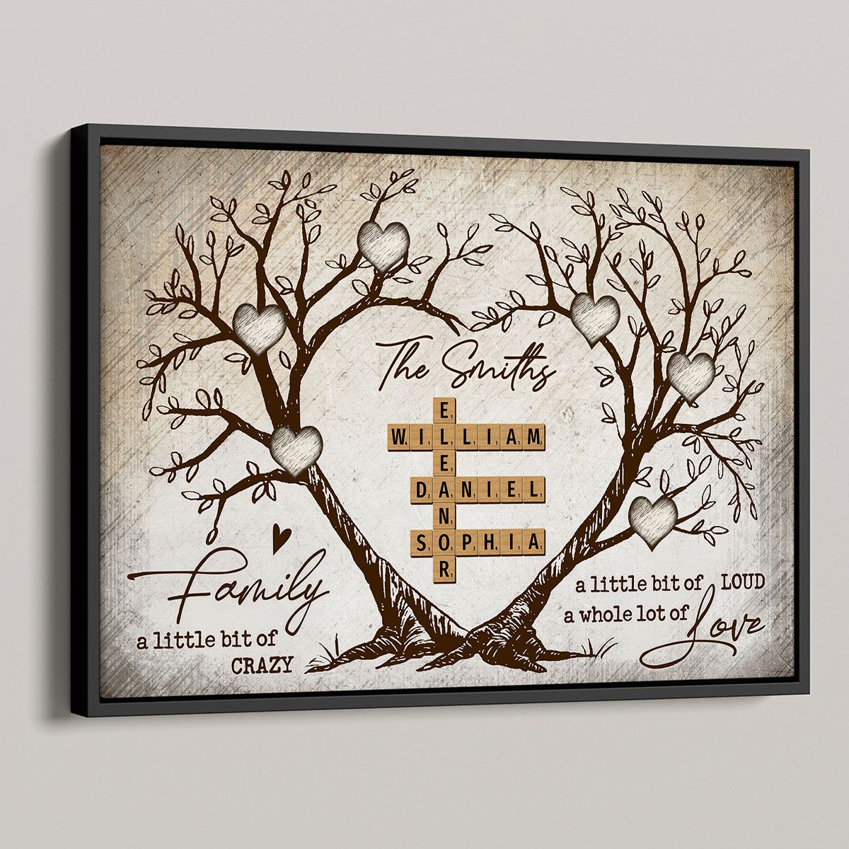 Family Heart Tree Crossword Puzzle, Captured In A Moment, Cherished For A Lifetime Personalized Poster