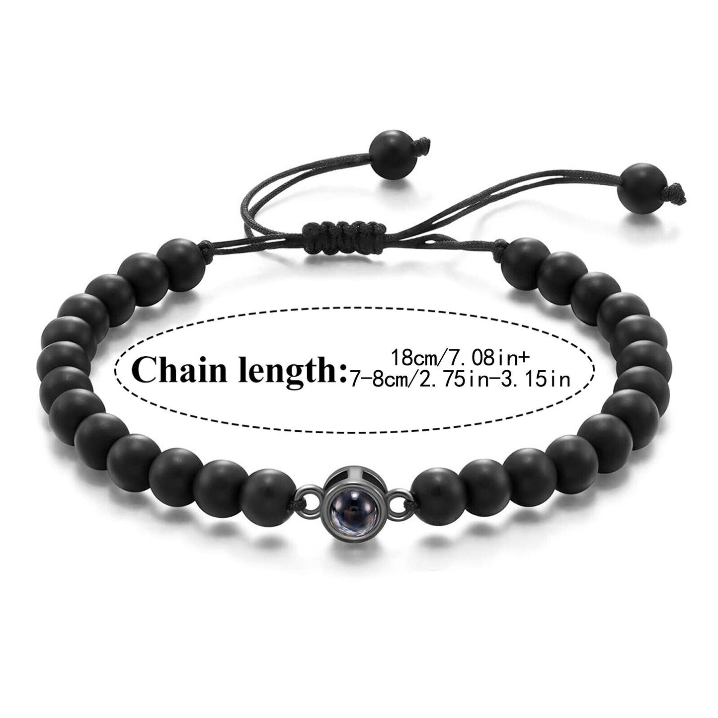 Black Natural Stone Projection Bracelet For Men Women Father's Day Gift