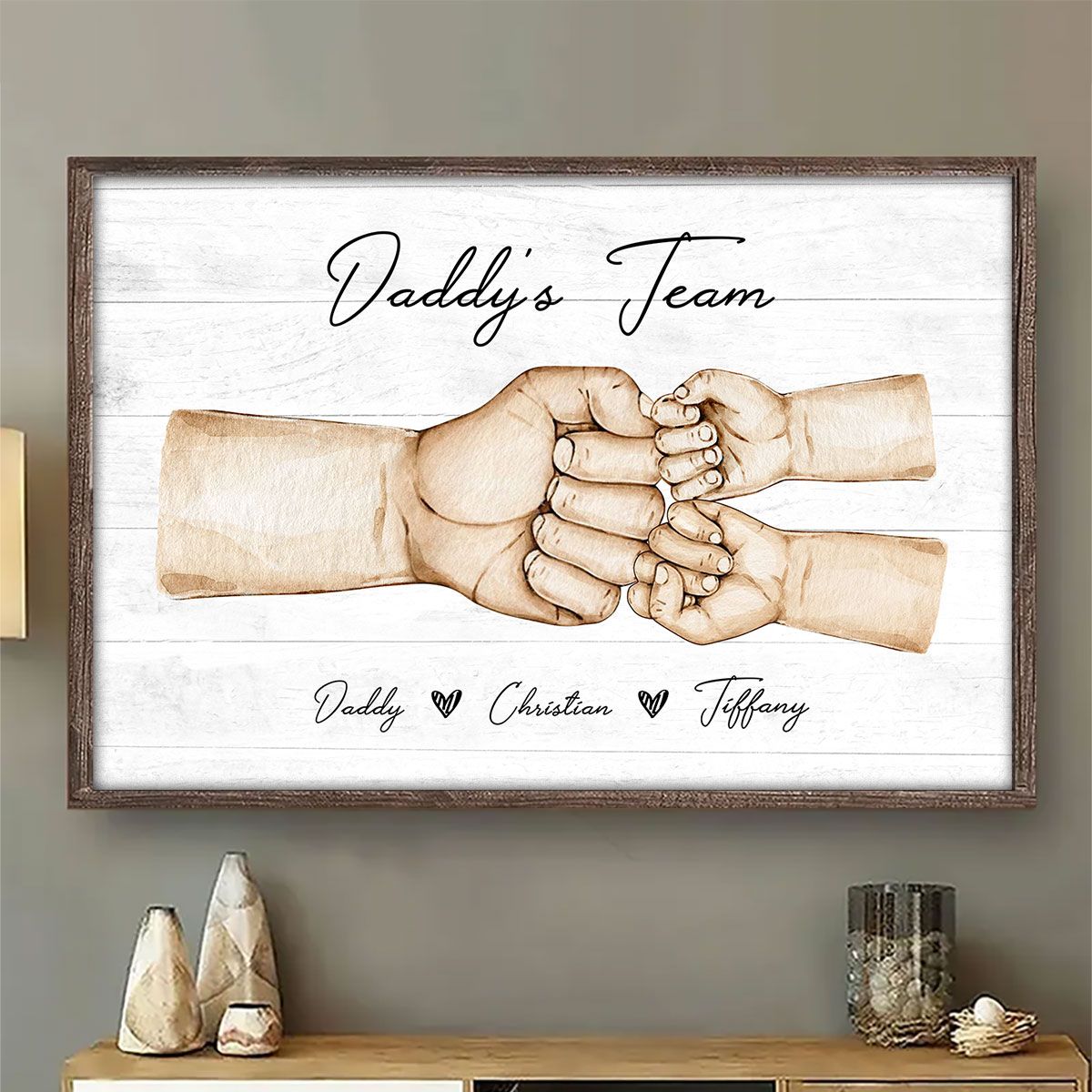 Daddy's Team Fist Bump Personalized Poster