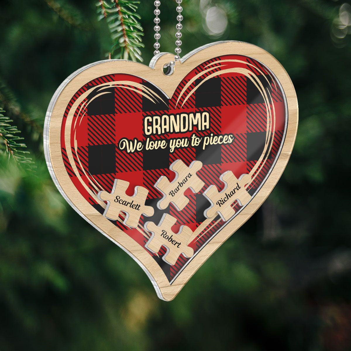 Grandma Grandpa We Love You To Pieces Personalized Acrylic Ornament, Christmas Gift For Grandparents