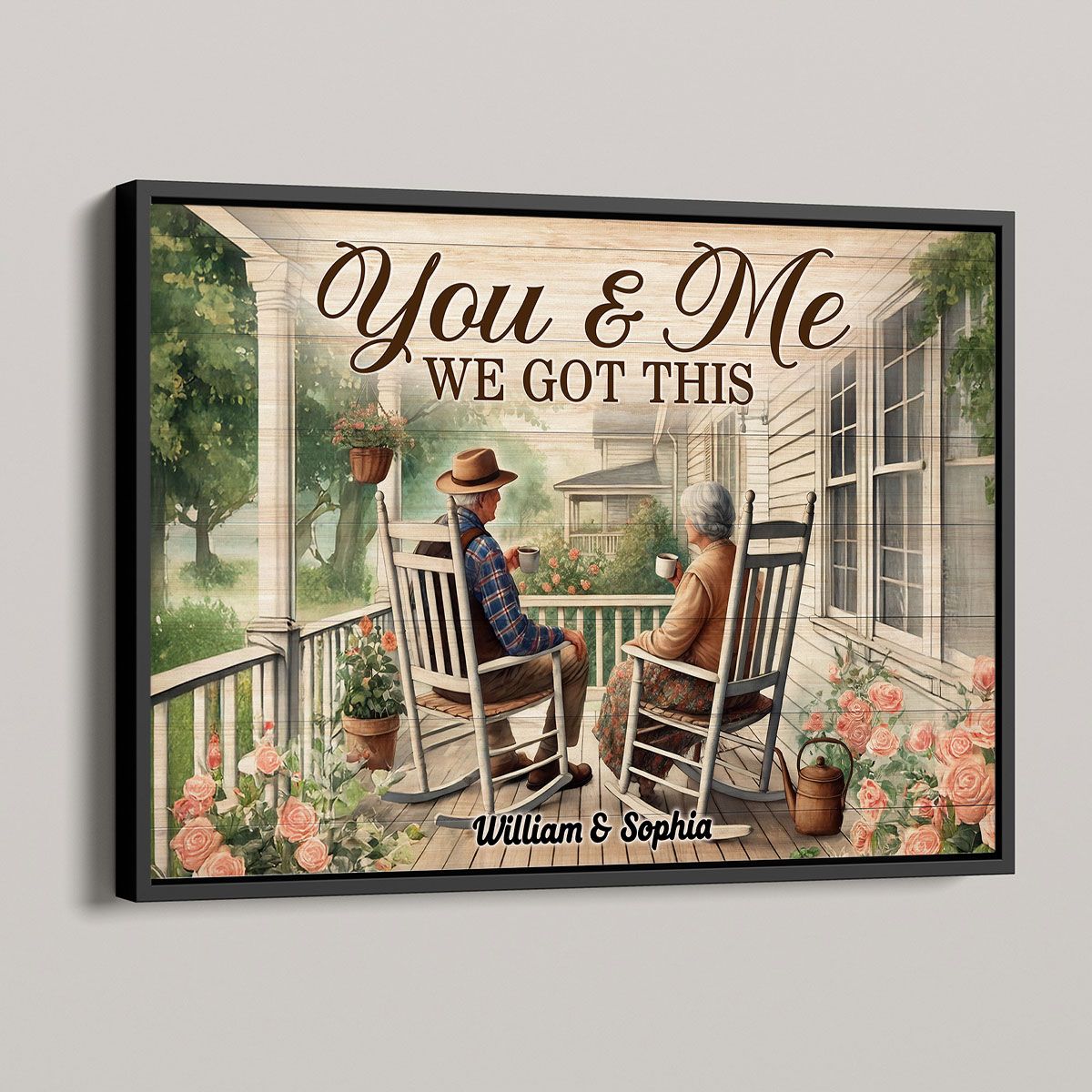 Old Couple Sitting Together On The Porch Personalized Poster, Heartfelt Valentine's Day Gift For Him, For Her, Husband, Wife