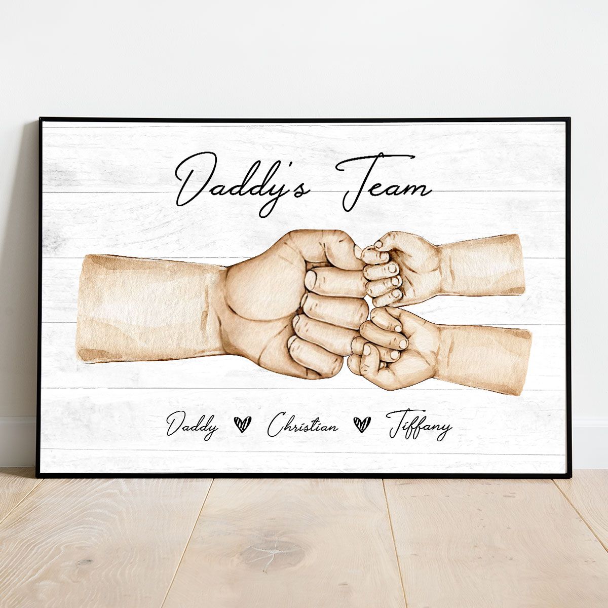 Daddy's Team Fist Bump Personalized Poster