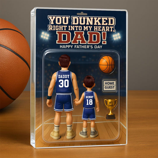 You Dunked Right into my Heart Dad, Basketball Custom Figure Personalized Acrylic Block Plaque, Father's Day Gift for Dad, Gift for Husband