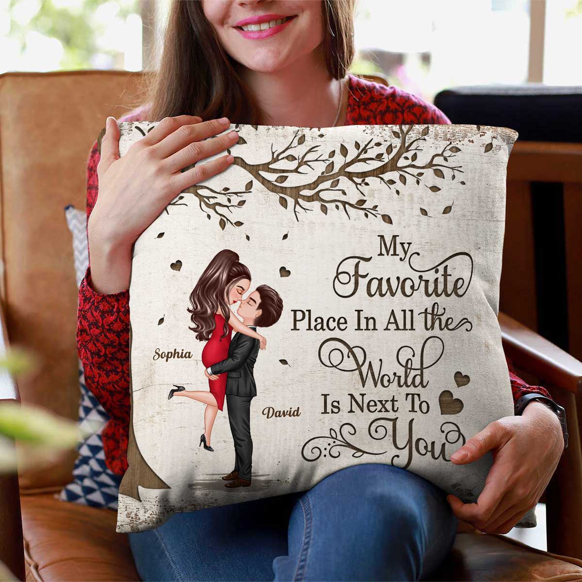 Favorite Place In The World Couple Kissing Personalized Pillow