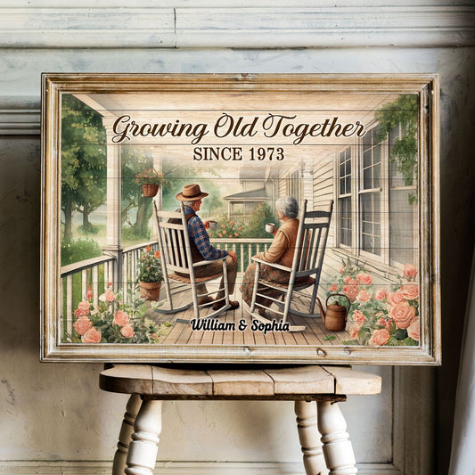 Old Couple Sitting Together On The Porch Personalized Poster, Heartfelt Valentine's Day Gift For Him, For Her, Husband, Wife