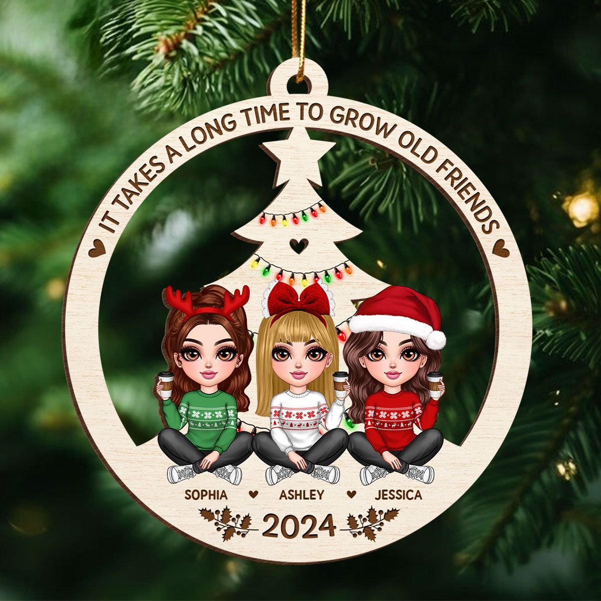 Best Friend Christmas Ornament 2024, It Takes A Long Time To Grow Old Friends Ornament, Best Friend Ornament, Besties Christmas Ornament