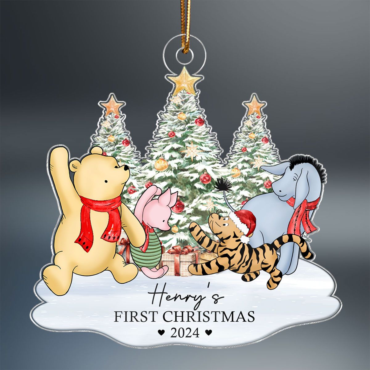 Cute Characters Baby's First Christmas Personalized Acrylic Ornament, Christmas Gift For Newborns, New Parents