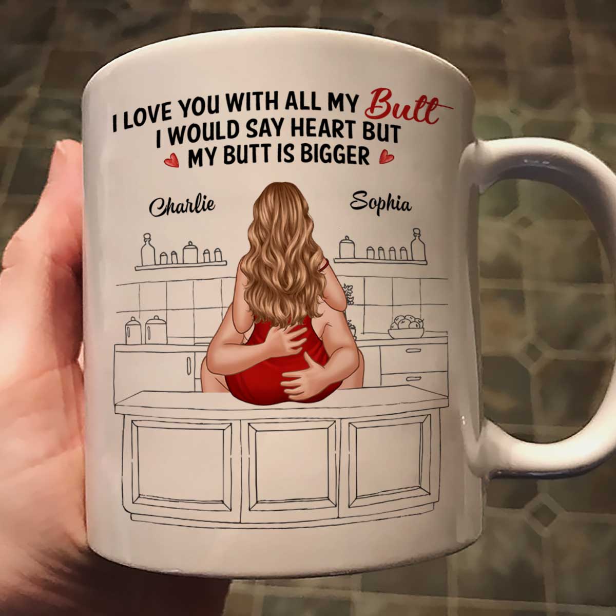 Couple Kiss Adore And Love Butt Funny Gift For Him For Her Personalized Mug