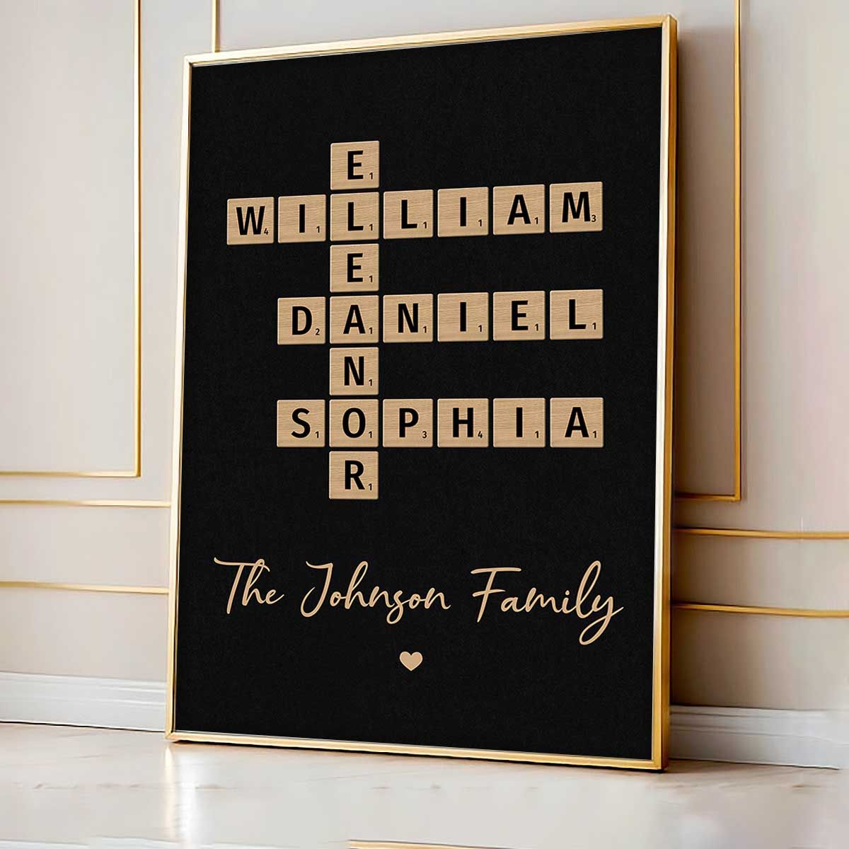 Family Crossword Art - Created In A Moment, Treasured Forever Personalized Poster