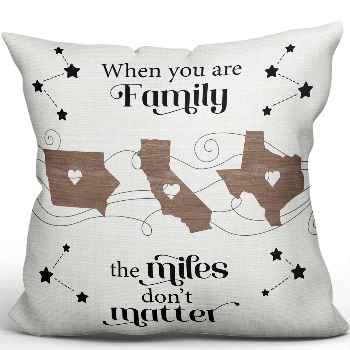 Long Distance Family Friends Siblings Sisters Besties Personalized Pillow, Togetherness Christmas Gift